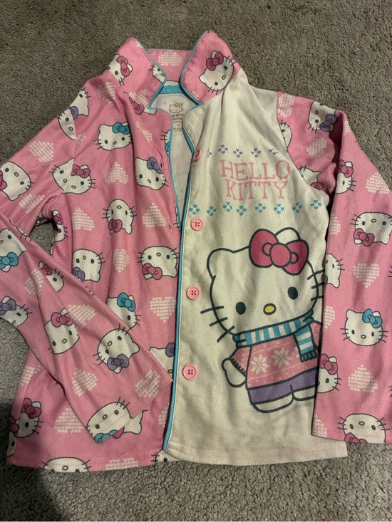 Hello Kitty Other - Hello Kitty Pink and White Button-Up Pajama Top
